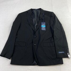 Stafford CoolMax Blazer Sport Coat Mens 44 Reg Black Wool Stretch Classic Fit